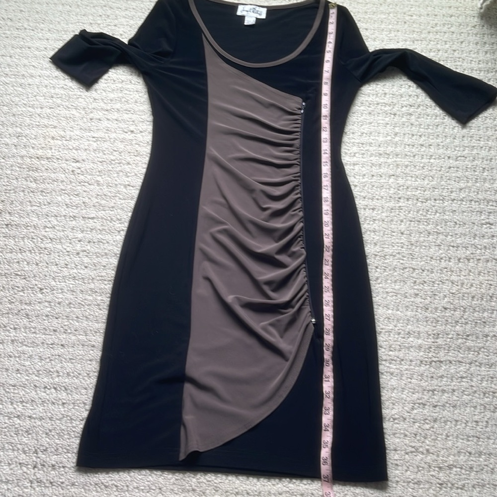 Joseph Ribkoff Black 3/4 Sleeve Zipper Panel Dress Size 8 - Picture 11 of 13